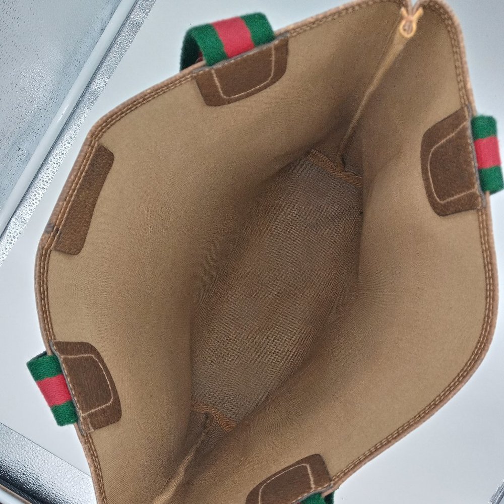 Vintage Gucci Sherry Line Guccissima Monogram Canvas Leather Tote Shoulder Bag - Picture 6 of 13